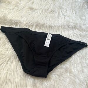 NWT J. Crew Black Ribbed Trim Hipster Bikini Swim Bottoms Only XXL